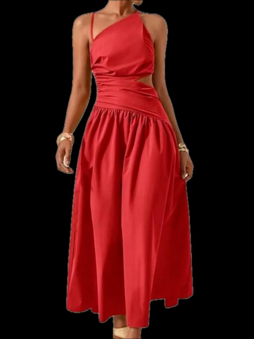 Excellent Condition, SZ XL, Halter Midi Dress, Red